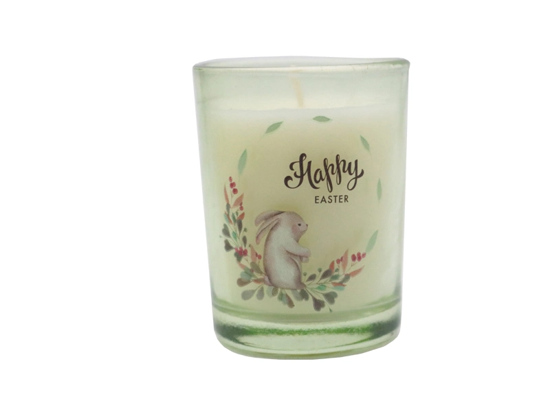 4.5oz Easter Festival Set of 3 Glass Candle with Spray and Decal Paper in Color Box