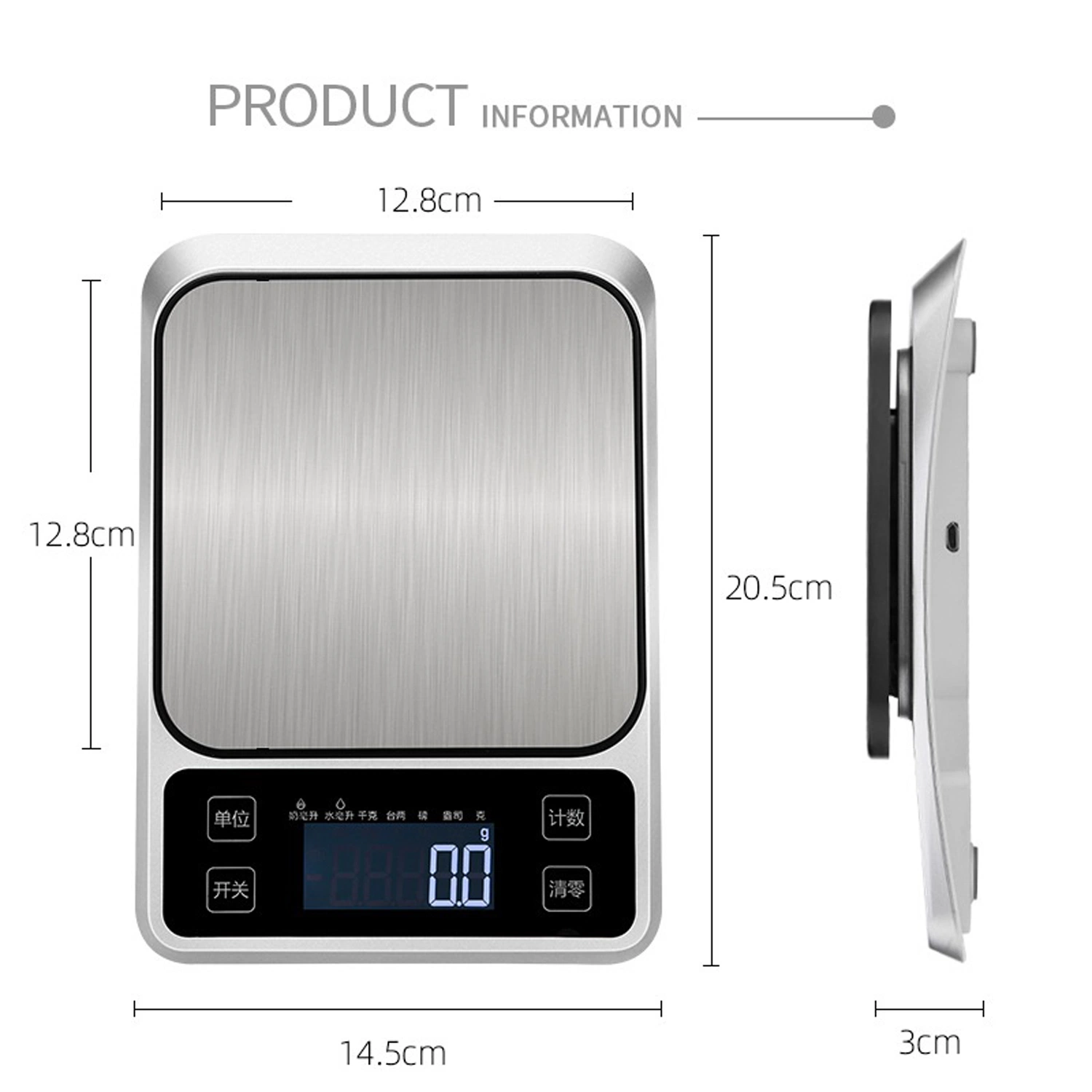 Digitale Küche Hochpräzisions-Multifunktions-Lebensmittel-Fleisch-Schmuck-Labor Carat Pulver elektronische Waage mit hintergrundbeleuchtetem LCD-Display