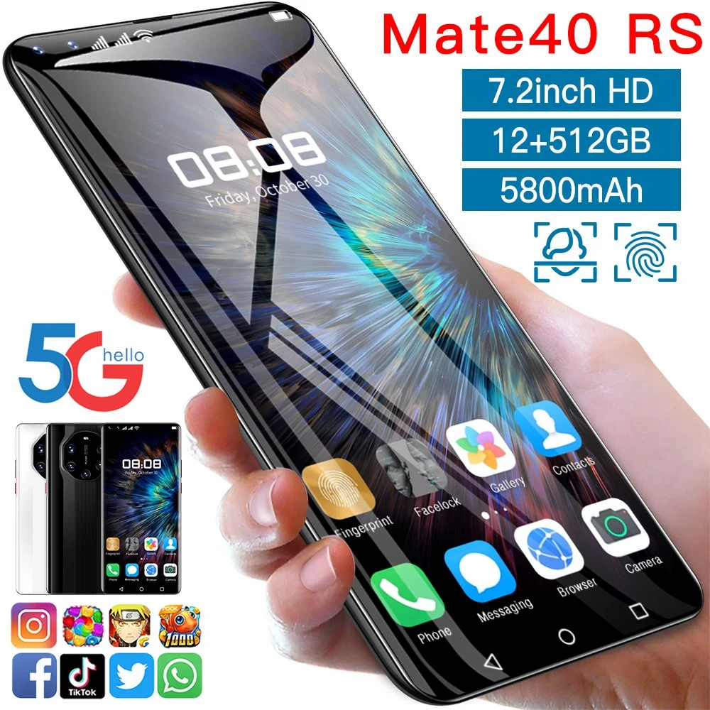 Factory OEM/ODM Global Version Mobile Phone Mete 40 RS 12GB/512GB 7.2 Inch Dual SIM Cellphone 4G 5g Smartphone