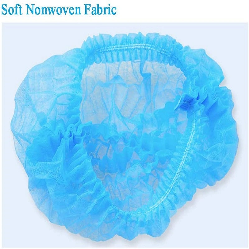 Disposable Hair Net Head Cover Dustproof Hat Bouffant Shower Non Woven Medical White Blue Mob Cap for Food Factory Supply