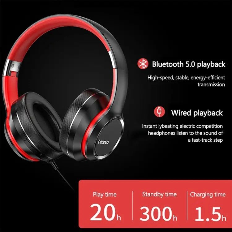 Original Lenovo HD200 Headset Wireless Bluetooth Computer Game Headphones Bt5.0 Long Standby Life with Noise Cancelling