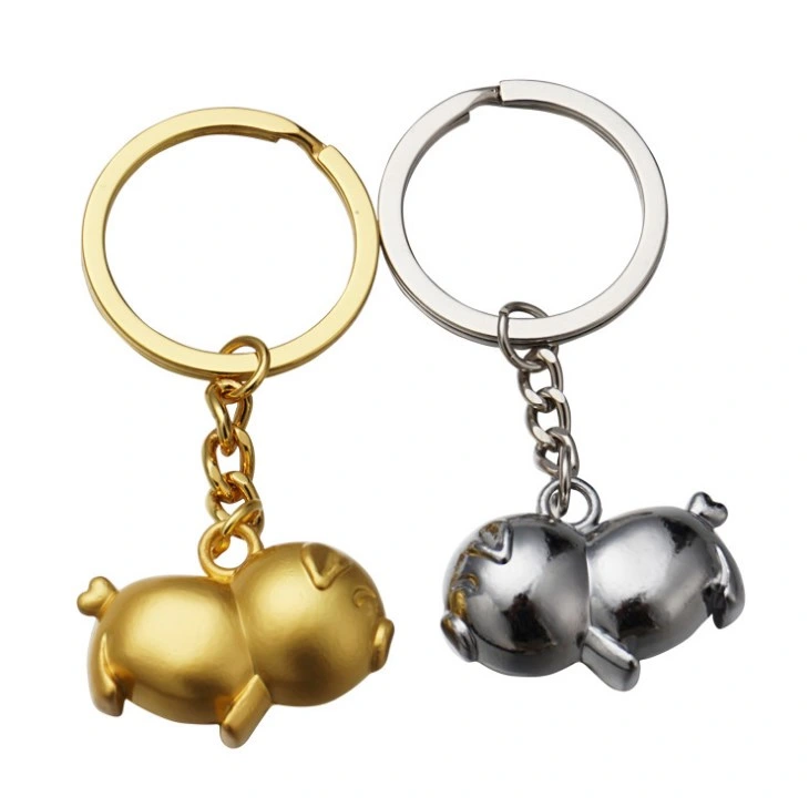 Metal Cute Golden Pig Key Ring Key Chain