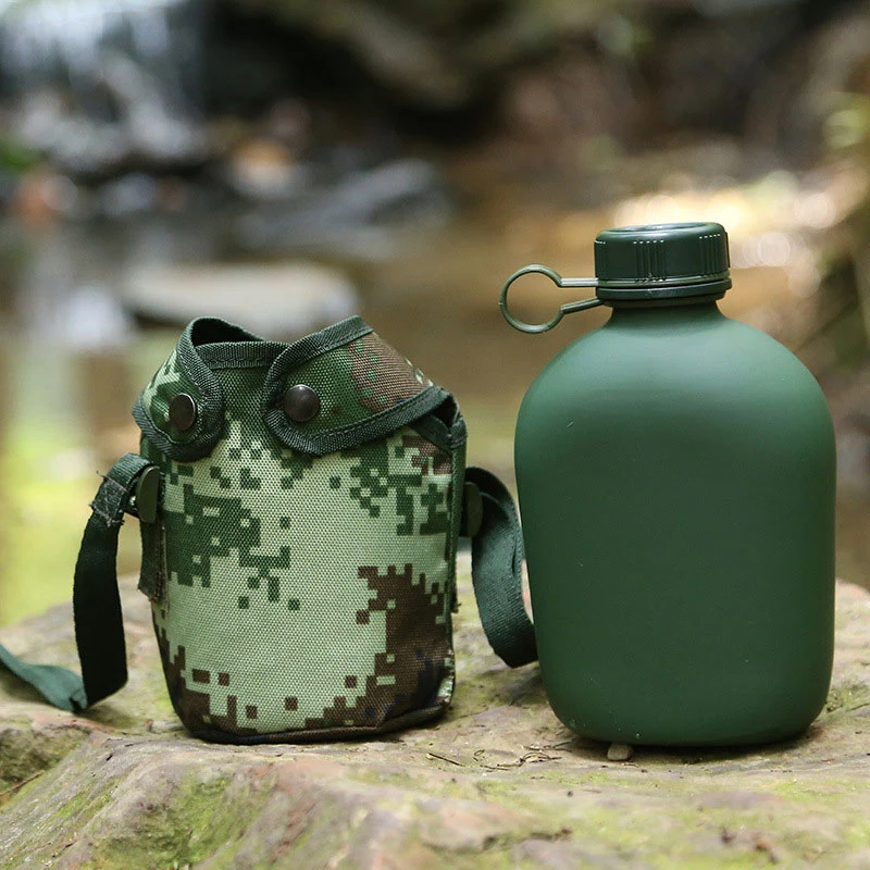 Botella de agua extraíble al aire libre Camping botella de agua potable Senderismo Hervidor táctico Engranaje