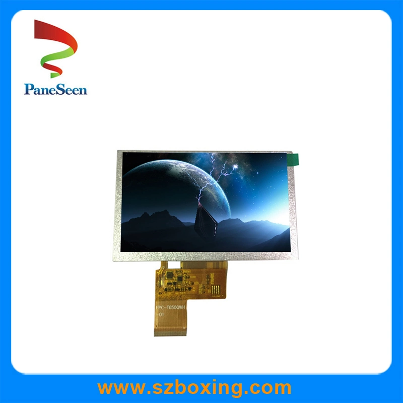 شاشة TFT LCD بحجم 5 بوصات مع 500 CD/M2، وواجهة RGB للألعاب اليدوية