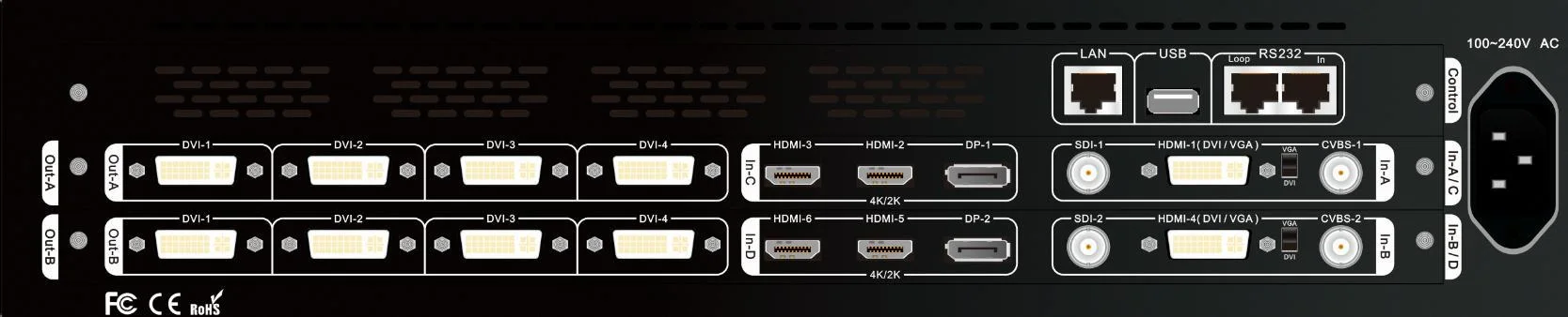 Vdwall Customized A6000 4K Multi-Window Mosaic Processor