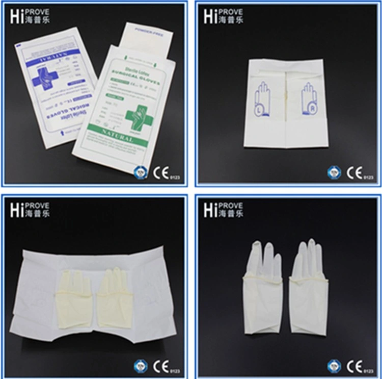 Los guantes de látex sin polvo Guantes de látex desechables de verificación Examen médico quirúrgico de los fabricantes de guantes de látex mano