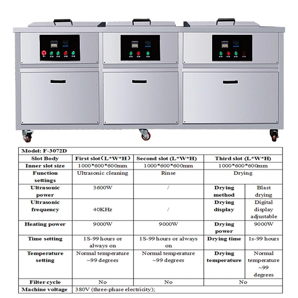 Large Capacity 360L * 3 Tank High Power Metal Parts Industrial Ultrasonic Cleaner