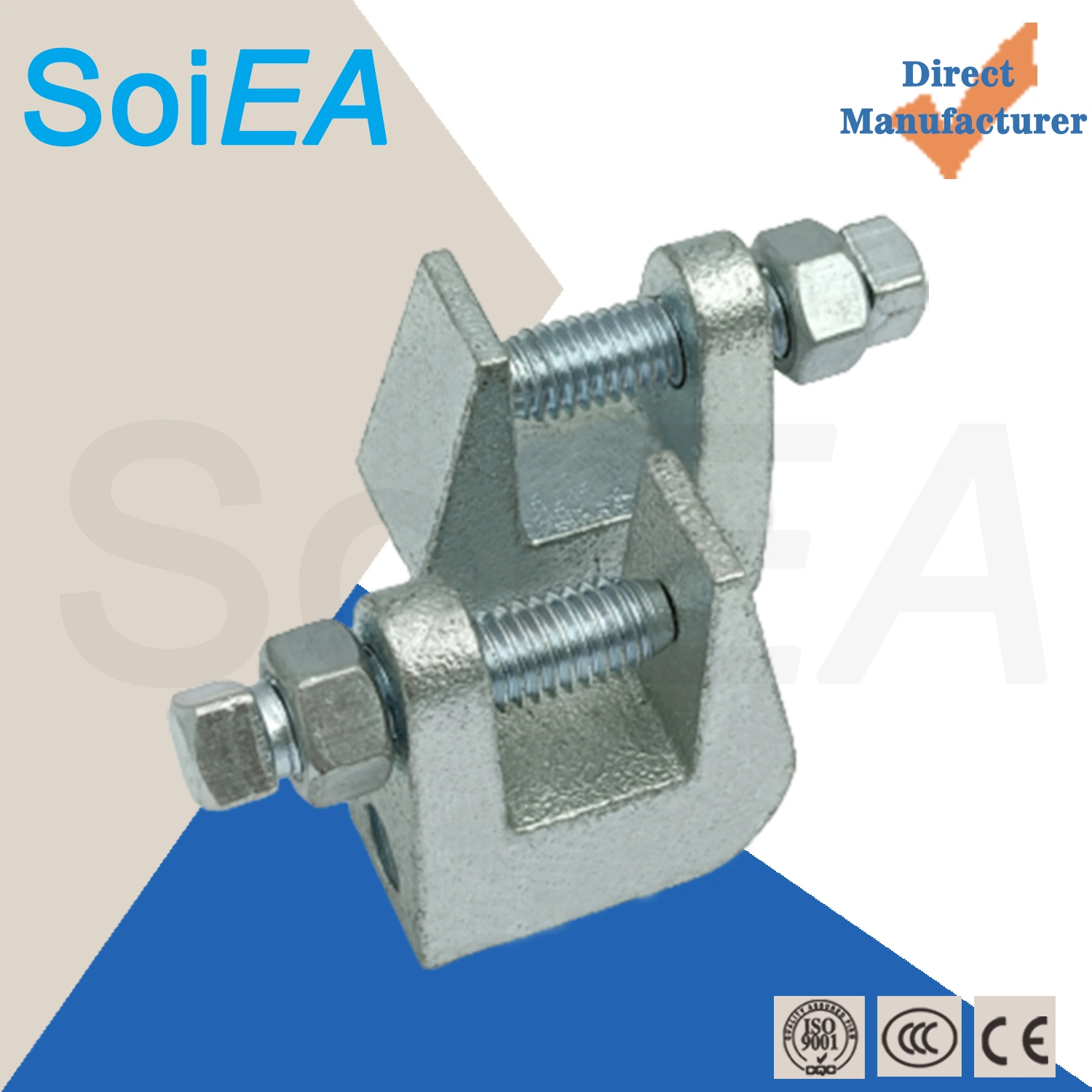 Wholesale/Supplier Order Electrical Cable Conduit Zinc Plated Square Head Steel Nuts Malleable Iron Beam Clamps