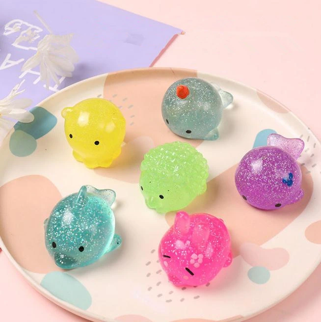 Großhandel Kinder TPR Stress lindern Squeeze Spielzeug Osterei Füllstoff Geschenk Glitter Kaninchen Mochi squishy Spielzeug für Kinder