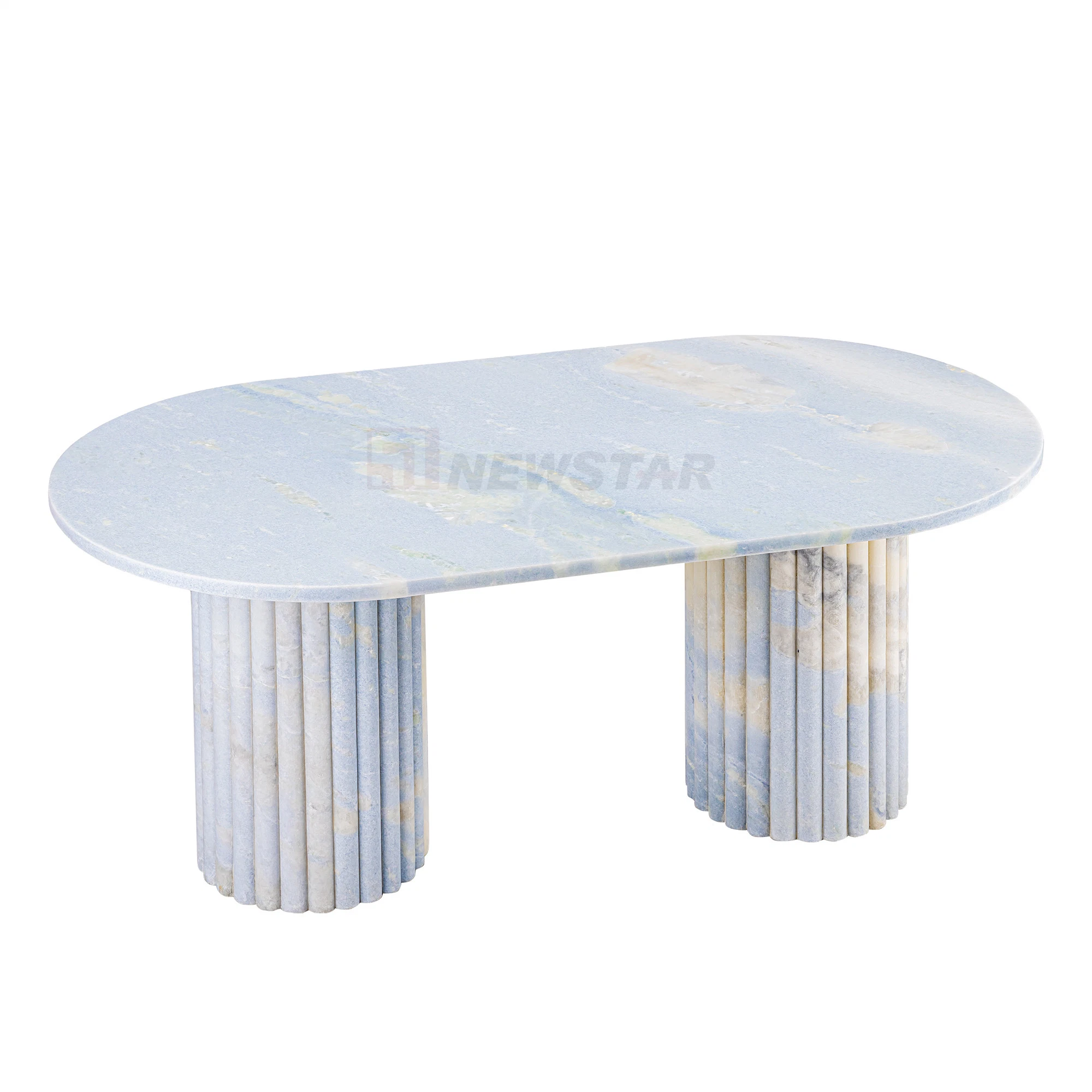 Mobiliario de lujo de mármol italiano de mármol azul Onyx mesa de café cocina mesa de comedor de un diseño simple té Escritorio