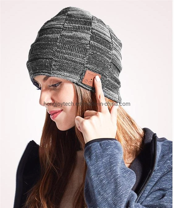 Bluetooth Beanie hat kabellose Kopfhörer Headset Kopfhörer, abnehmbare und waschende Musik Strickmütze für Outdoor Sport Weihnachtsgeschenke Schwarz