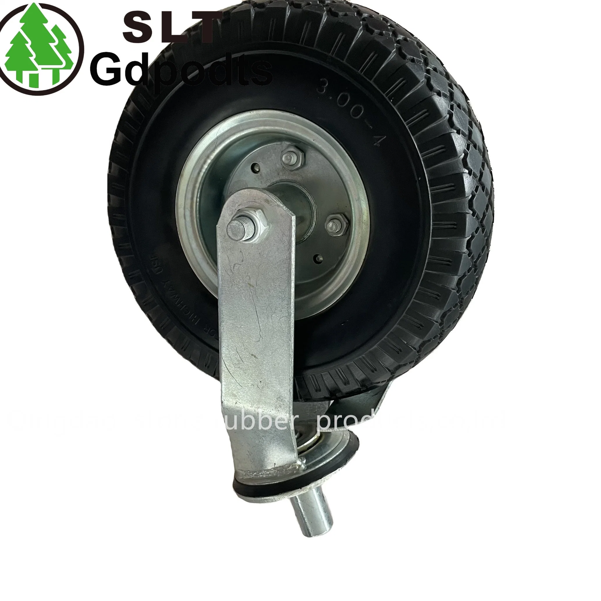 10 Inch Flat Free Caster Wheel with Brake Swivel Caster Wheel