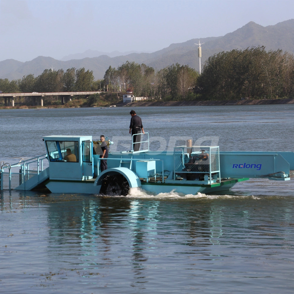 Máquina de recolección de malezas acuáticas para el agua Cortador de juncos de jacinto Rubbish Recolección Limpieza de barcos/recipientes basura Skimmer Remo de barcos/plantas de agua cosechadora