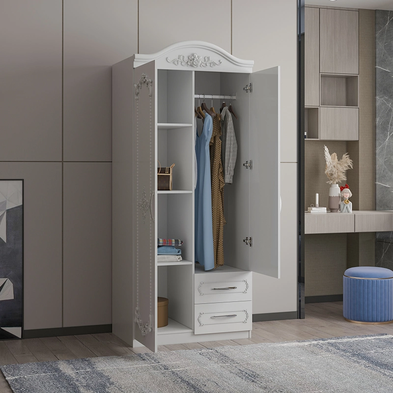 Wholesale Price White Large Wardrobe with 2 Door Nordic Style Bedroom Furniture Set 500 mm Depth Clothes Cabinet High Quality Wardrobe