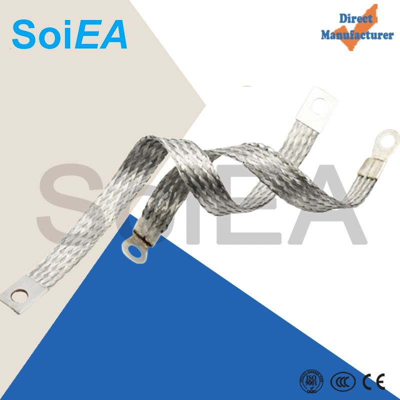 Customized Square Hole Braided Wire Connectors Flexible Copper Braid Connector 25mm Tz/Tzx Bare or Tinned Copper Braided Tape with Terminals