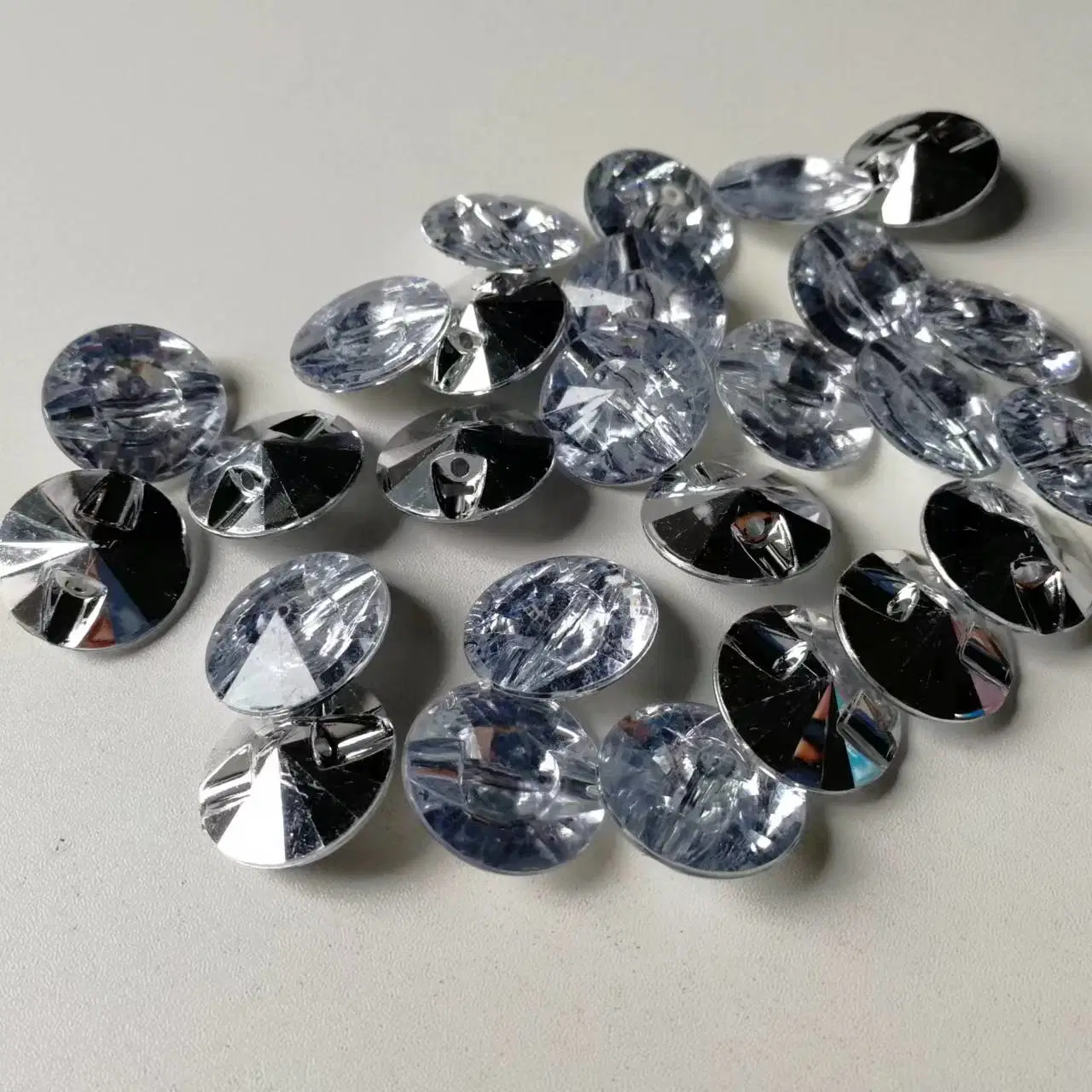 Plastic Crystal, Faux Diamond Round Buttons, Many Sizes 8 mm up to 25 mm