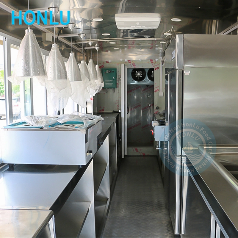 Honlu Street Catering remolque Alimentos camión Móvil Pizza Hotdog Cart Concesiones de Alimentos Trailers totalmente equipados estándares