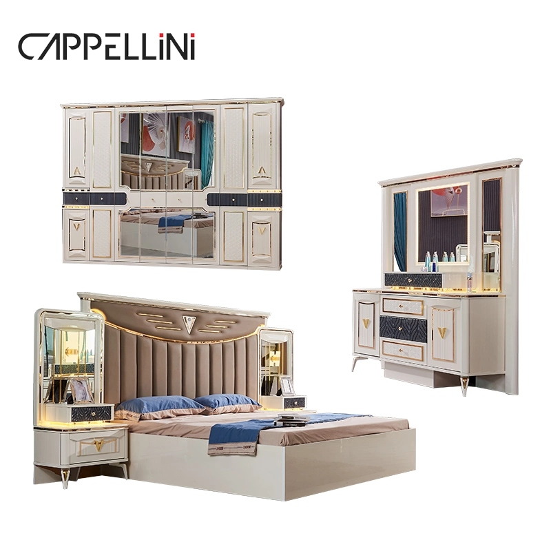 American Design King Size Leather Double Bed Master Room Full Set Modern Luxury Bedroom Furniture Made in China