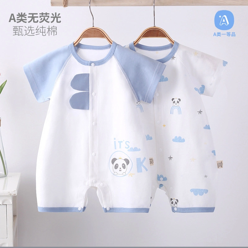 Fashion Cotton Short Sleeve Infant Jumpsuit Carton Print Baby Rompers