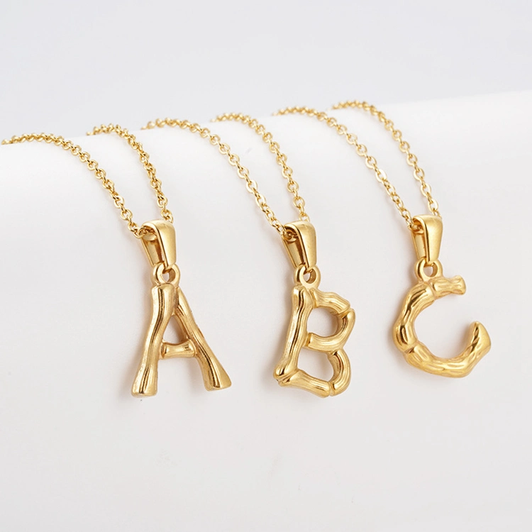 مجوهرات عقد من نوع Neckendant Monogram من الفولاذ المقاوم للصدأ Gold Initial Letter K النساء