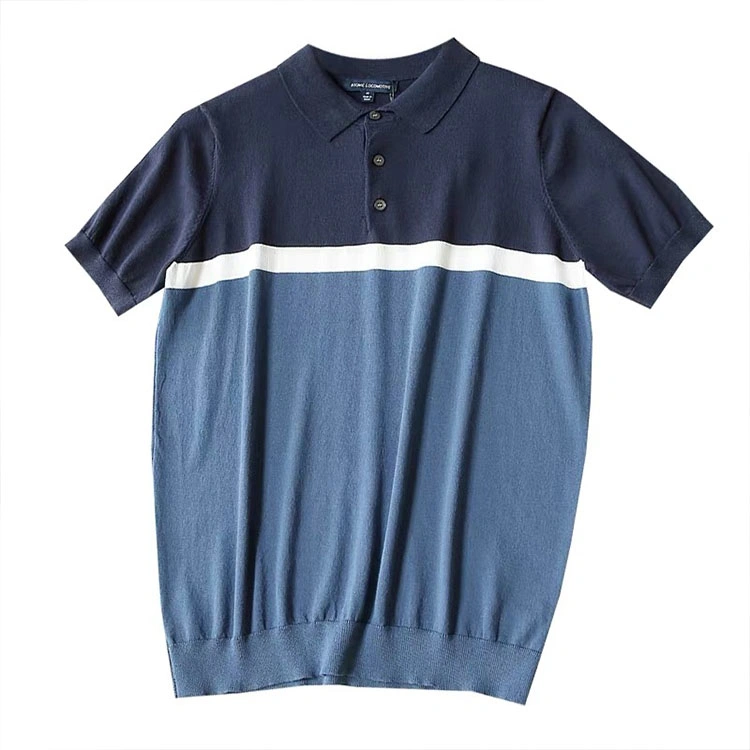 T-shirt de golf décontracté en polyester à col en tissu tricoté pour hommes.