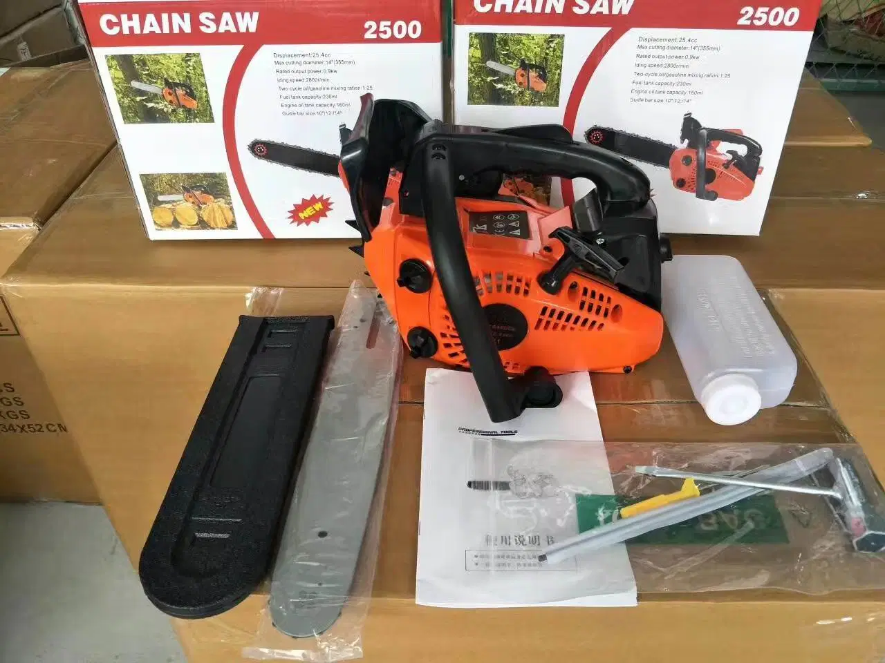 High Quality 25.4cc Top Handle Gasoline 2500 Chainsaw, Oil Saw, Timber Saw Power Chainsaw