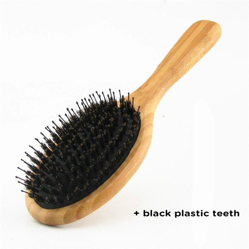 Women & Men Detangling Massage Hairbrush Private Logo Bamboo Paddle Hair Brush with Box Packing Bristle Hair Brush