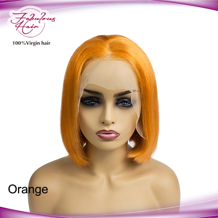 Short Orange Bob Lace Frontal Wigs Human Hair for Cheap