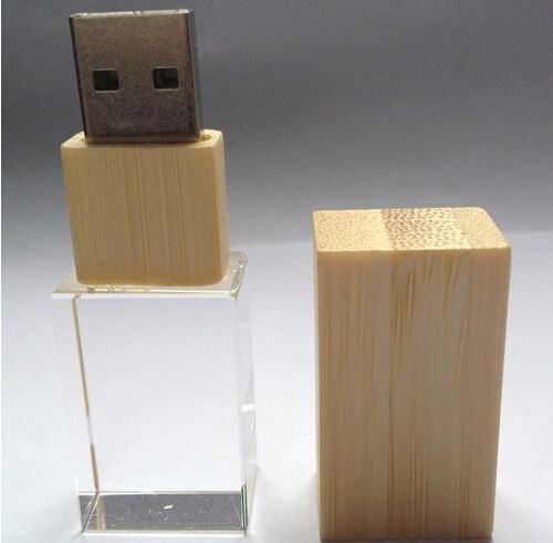 قرص ذاكرة فلاش Wooden Crystal USB 4 جيجا بايت و8 جيجا بايت و16 جيجا بايت و32 جيجا بايت وشعار مخصص سعة 64 جيجا بايت للهدايا