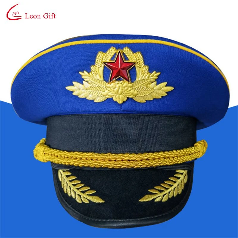 Wholesale Custom Logo Hat Uniform Ceremonial Team Beret Color Blue National Flag Honor Guard Flag Raising Hand Cover Play Along The Big Brim Cap