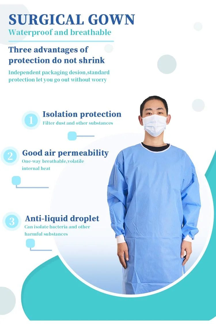 Waterproof Breathable Disposable Non-Woven Surgical Clothing with CE SGS Certification