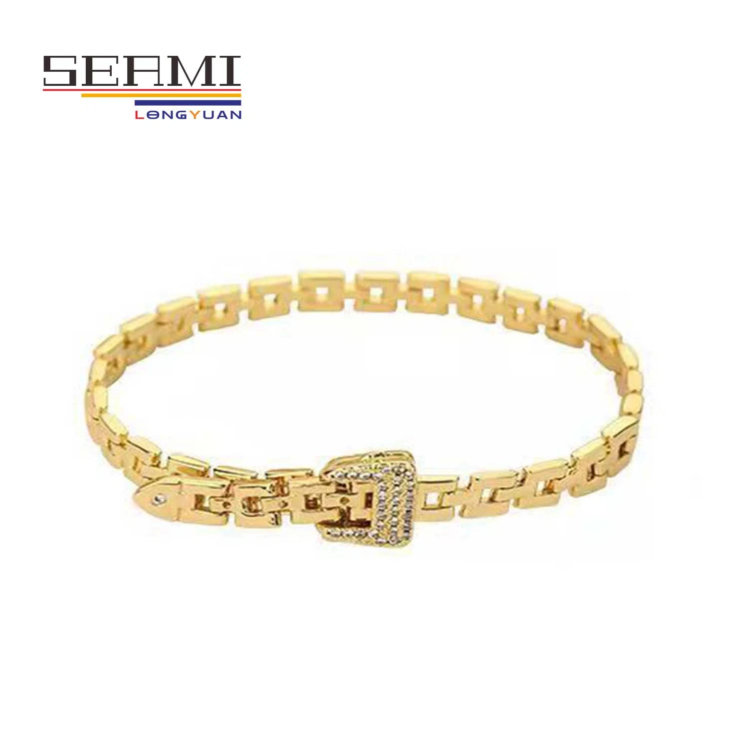 14K Gold Cuban Link Chain Mens Belt Buckle Bangle Bracelet