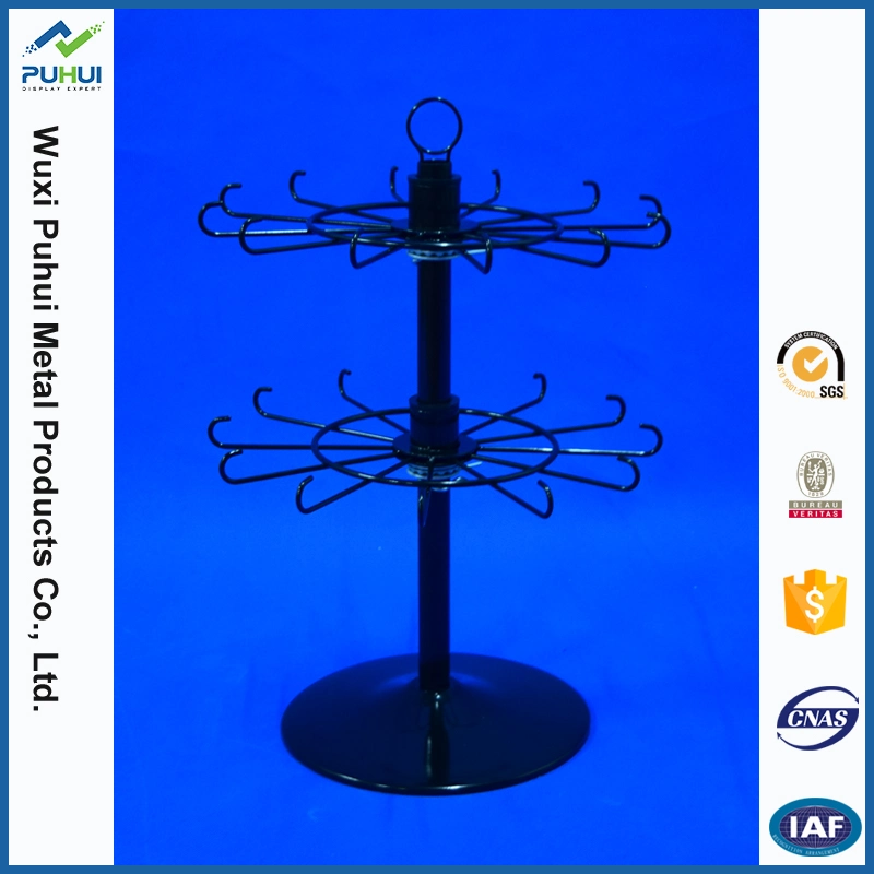 Metal Wire Rotating Hooks Counter Display Stand for Hanging Cables (PHY1009)