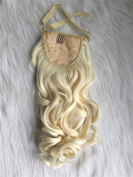 18inch Ponytail 120gram Best Quality Synthetic Hair Kanekalon Fiber #613 Light Blonde Loose Wave Fashion Hair Accessories Factory CIF Price