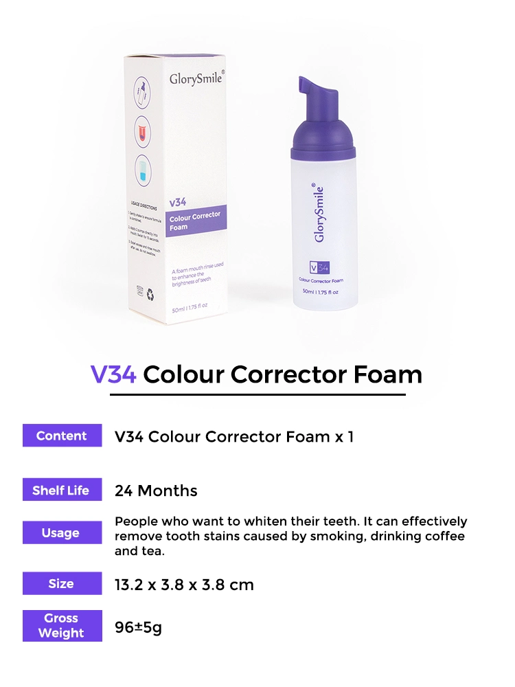 Heißer Verkauf 30ml Purple Fleck Entfernung Travel Size Foam Zahnpasta V34 Farbkorrektur