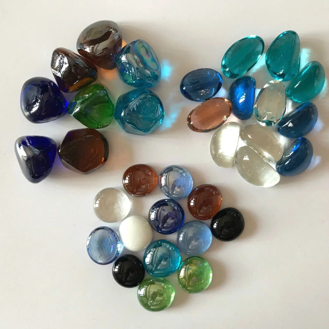 Colored Recycled Glass Pebble Glass Beads Glass Stone Oval Glass Gems