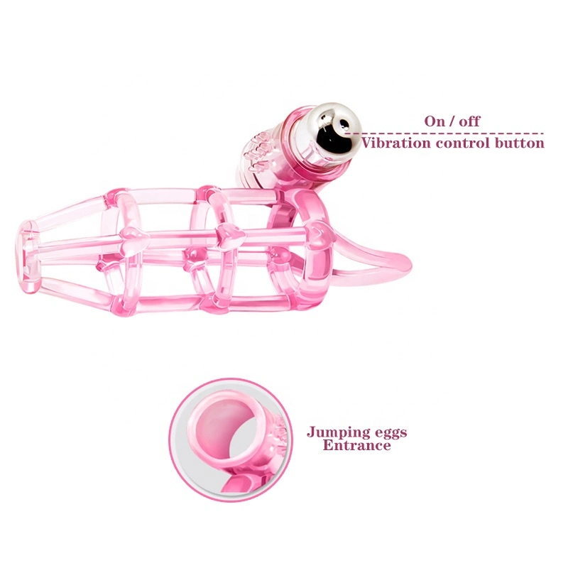 Male Chastity Cage Built-in Bullet Vibrating Egg 10 Speeds ABS Penis Lock Ring for Men Adult Sex Product