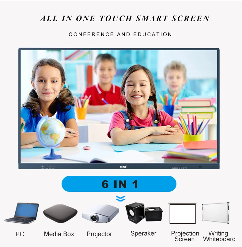 High Definition Smart Board Android 11 4GB+32 GB 65 75 86 Inch Touch Screen Smart Class Interactive Flat Panel for Classroom and Video Conference