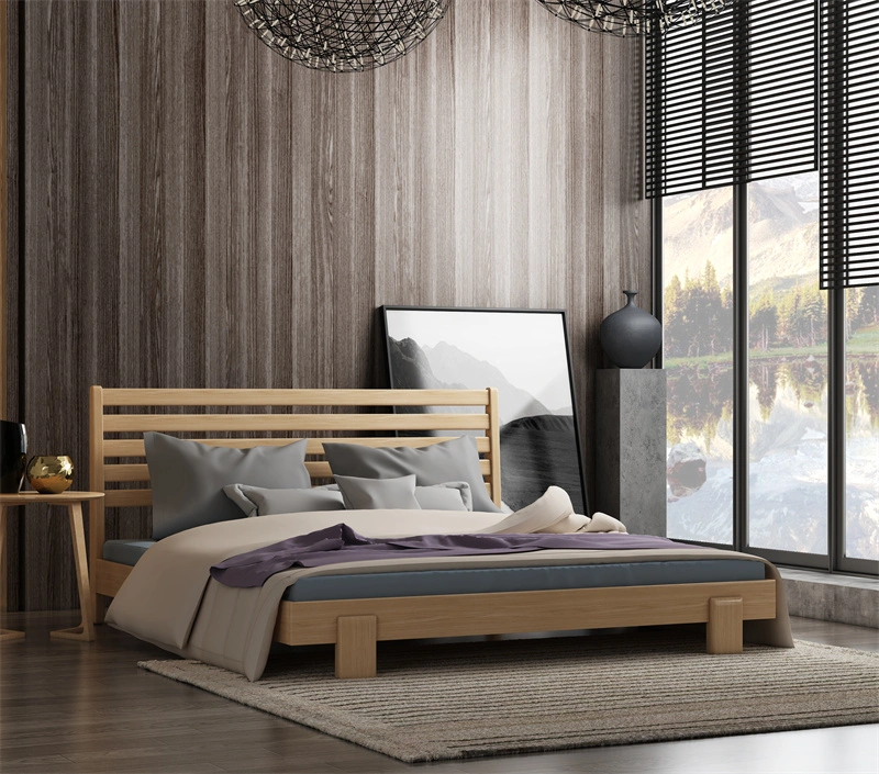 Hot Sales Wood Furniture Bedroom Furniture New Simple Design King Size Solid Wood Bed