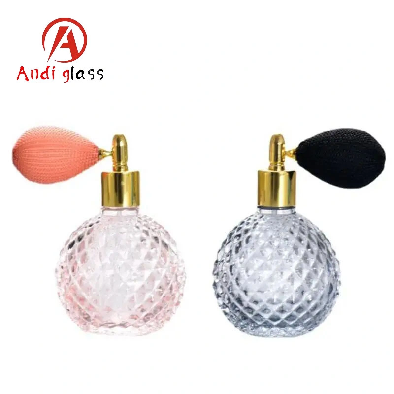 80ml Vintage Refillable Pink Crystal Empty Perfume Spray Bottle Clear Glass with Long Fringed Plastic Funnel