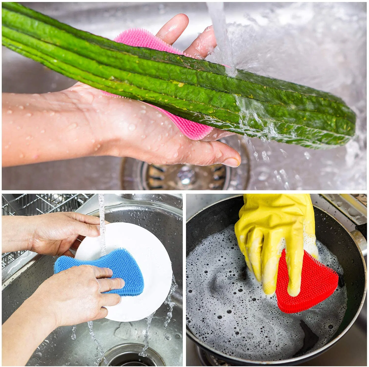 Food Grade Multipurpose Silicone Scrubber Pot Washing Dish Brush