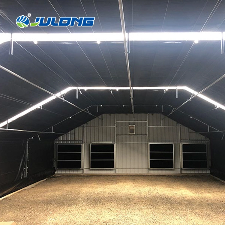 Agriculture Tunnel Light Deprivation Blackout Single Span Film Greenhouse for Medical Plants with LED Grow Lights