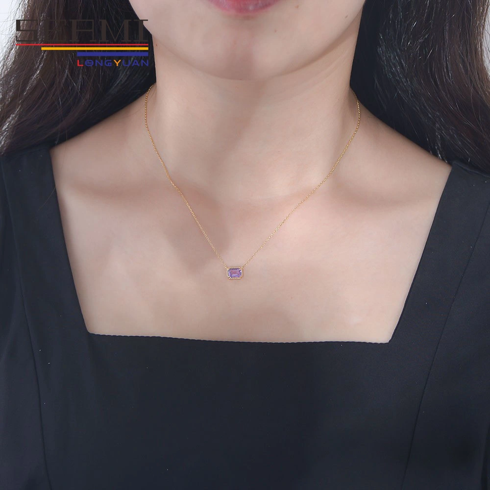 Hot Sale Fashion S925 Silver Necklace Natural Amethyst Pendant Jewelry