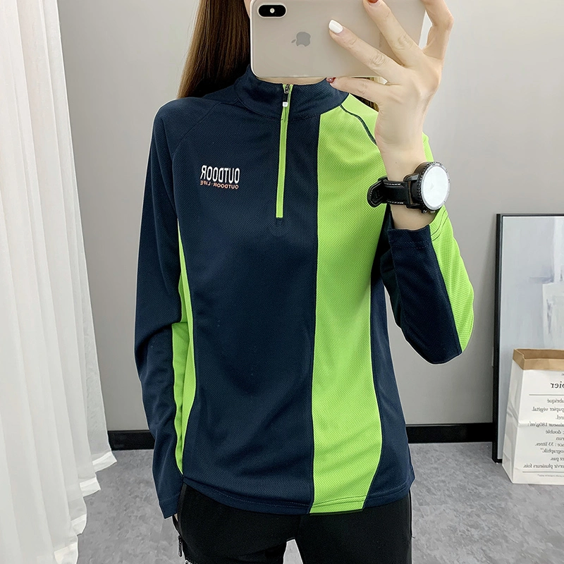 New Color-Blocking Slim Long-Sleeved Women's Sports Wear and Fitness Running