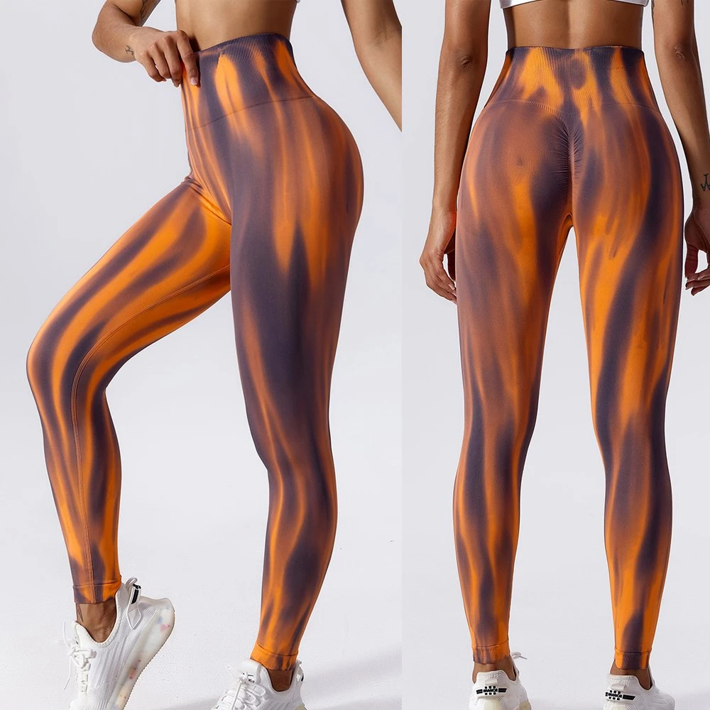 New Style Tie-Dye Seamless Sportswear Yoga Pants Workout Fitness Women Scrunch Leggings