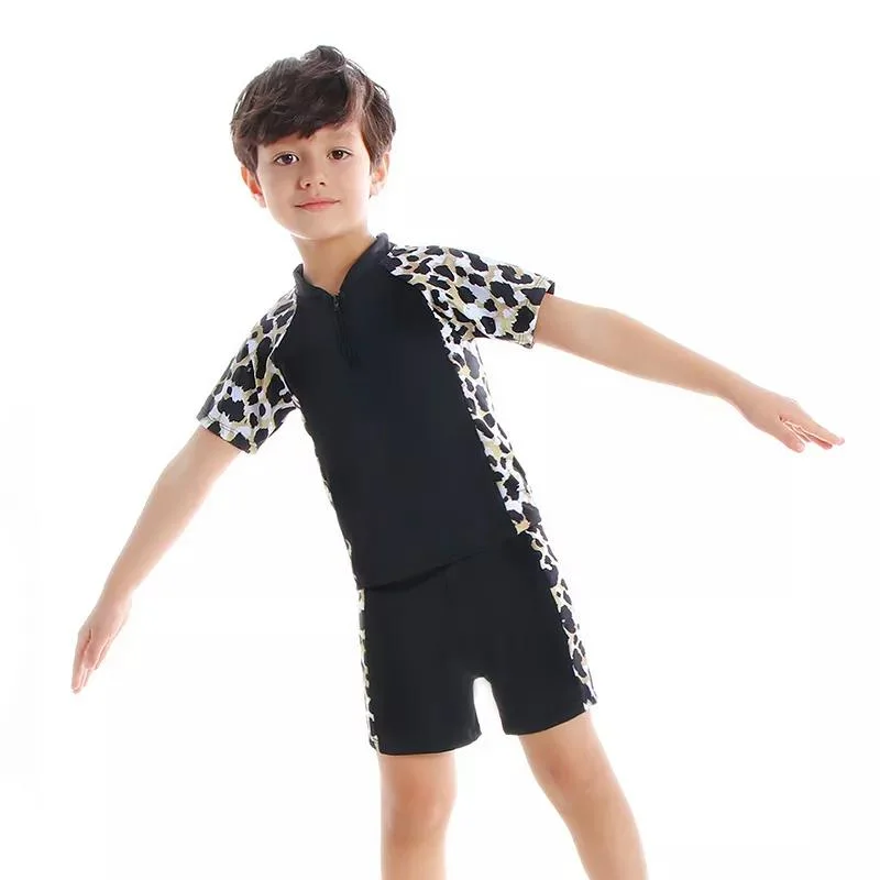 Surf Sports Beach Kids One Piece Swimwear Short Sleeve Swimwear