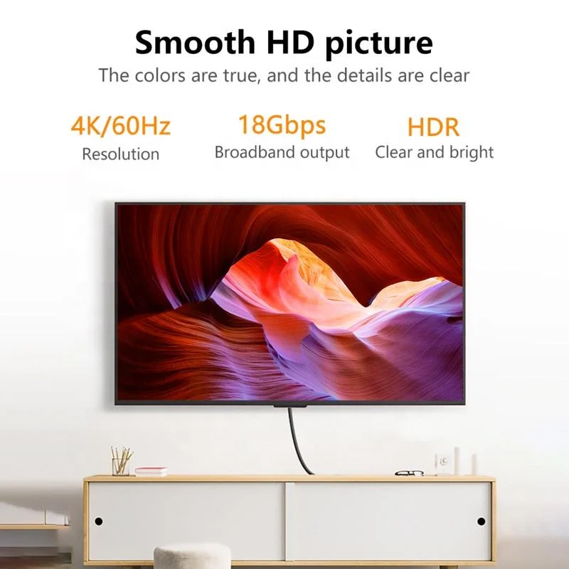 Câble HDMI 2.0 vertical droit à 270 degrés, prend en charge la vidéo 3D 4K 18 g.