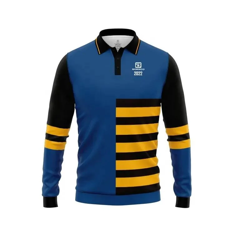 Striped Printing Custom Rugby Jersey Cotton School Leaver Jersey Polo Shirt