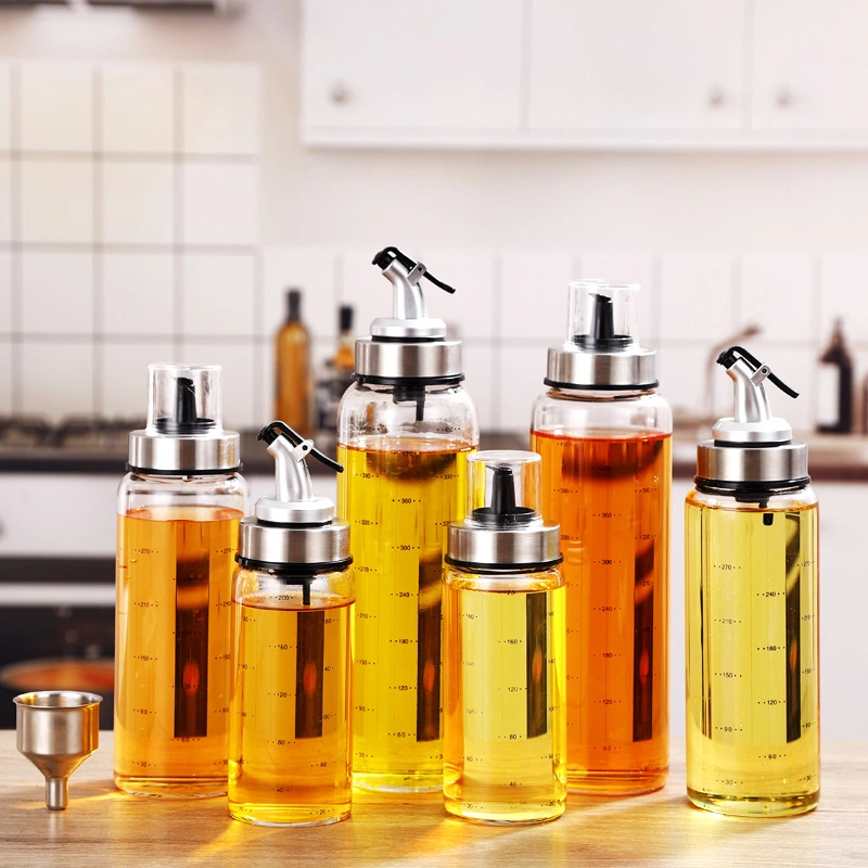 Manufacturer Wholesale Kitchen Household Glass Oil Bottle with Scale for Sauce Anvinegar