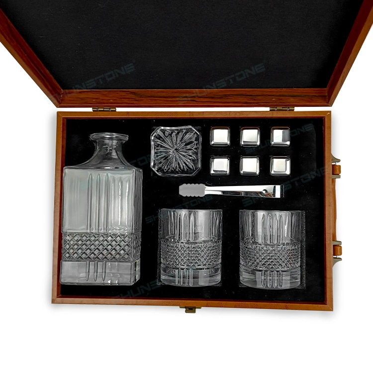 Whiskey Decanter Set Whiskey Stone with Wooden Leather Box Gift Set